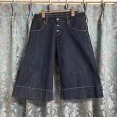 ダークデニム ワイドレッグパンツ