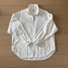 H beauty&youth ハーフジップデニム　プルオーバー 白　Sサイズ