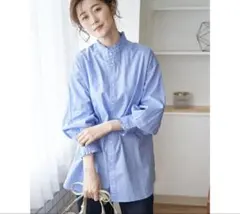 フリルバンドカラーシャツ ROPE' PICNIC トップス シャツ・ブラウス