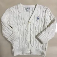 美品　ラルフローレン ケーブル編み カーディガン　刺繍　80