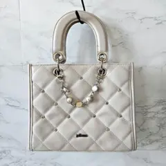 pium ビジュー　キルティング　ハンドバッグ　ショルダーバッグ　2way