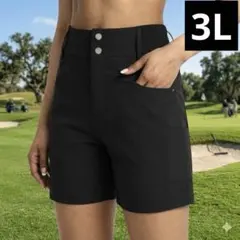 【新品/3Lサイズ】ゴルフウェア レディース パンツ ハイウエスト ブラック