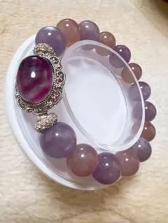 天然石 フローライト クンツァイト ディープローズブレスレット