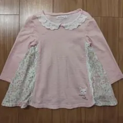 花柄切替長袖Tシャツ 95 クーラクール ピンク