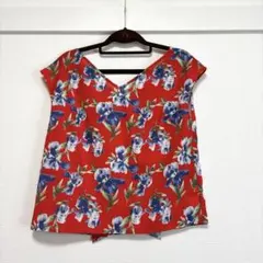 花柄リボン付き赤トップス FRサイズ　BLANCHIC