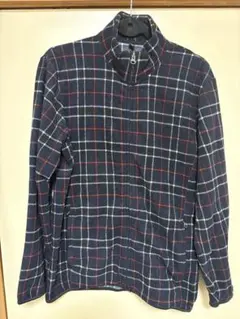 チェック柄ジップアップ長袖シャツ