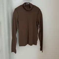 GU タートルネック 長袖カットソー ブラウン S