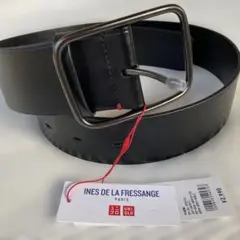 新品タグ付きUNIQLO INES レザーベルト　ワイドベルト　黒のサムネイル