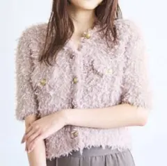 ⑅⃛ ★COCODEAL チュールフェザーヤーンニットカーディガン★