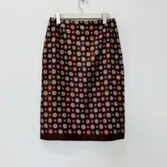 【a0175】iCB 美品 総柄タイトスカート 膝丈 幾何学模様 個性的な