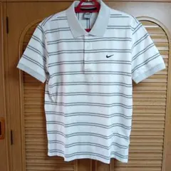 Nike ホワイト ストライプ ポロシャツ M