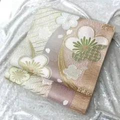 帯 袋帯 正絹 着物 和装 金彩 花柄 昭和レトロ