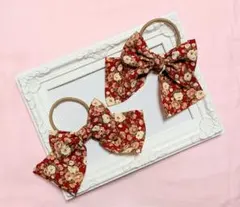 お花柄リボン ヘアゴム2個セット♪