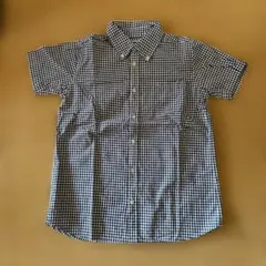 チェックシャツ ネイビー×ホワイト 150cm