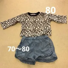 女の子ロンT 80 と半ズボン　セット売り