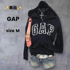 美品 00s ギャップ GAP y2k 平成 ジップパーカー アーチロゴ 黒 M