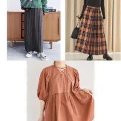 coen チェックロングスカート l