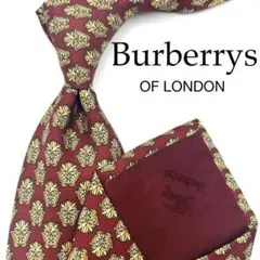 【極美品】Burberrys バーバリー　ネクタイ 小紋柄 レッド 赤 イエロー