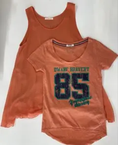 Ｃ•Ｏ•Ｌ•Ｚ•Ａ　Tシャツ & テチチ　チュニック ２点セット　オレンジ