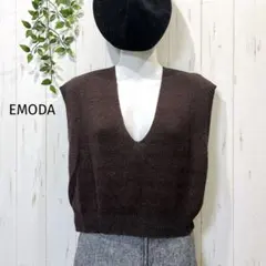 [新品未使用] EMODA♪ダークブラウンVネックBULKYBOXVEST F