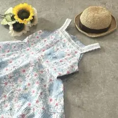 平成レトロ メゾピアノ　花柄ノースリーブワンピース　120㎝　水色　メゾピ