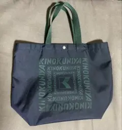 美品 紀ノ国屋ランチトートバッグ ネイビー×グリーン