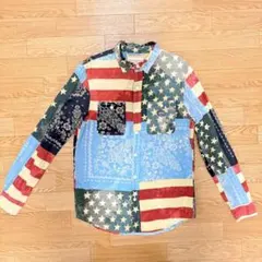 デニム&サプライ ラルフローレン　シャツ　星条旗　ペイズリー柄　パッチワーク柄