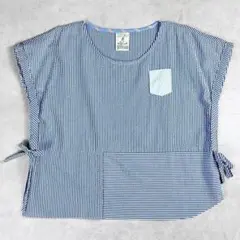 美品 D-due デドゥエ シアサッカー ストライプ コットン ブラウス M 