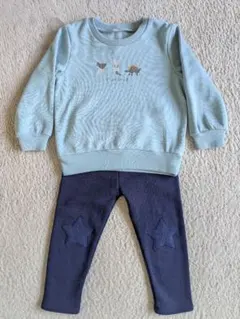 恐竜柄裏起毛トレーナー　星ボアワッペン風パンツ　バースデイ　Next baby