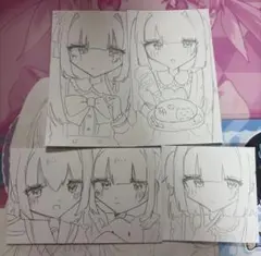 a*o様 手描きイラスト オリジナル 女の子 メイド ツインテール ピンク