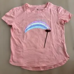 gapギャップキッズXS110レインボー半袖カットソーTシャツスパンコール