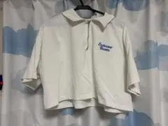 ハーフジップ ショート丈 トップス ホワイト