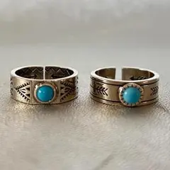 ターコイズ調 インディアンジュエリー シルバー リング ナバホ族 ビンテージ