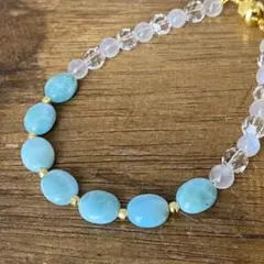 SALE品 ラリマー＆バッキーボール水晶ワイヤーブレスレット