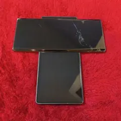 LG WING ブラック 両面ひび割れあり