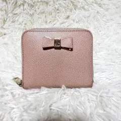 FURLA フルラ　リボン付き二つ折り財布 ピンク　ラウンドジップのサムネイル