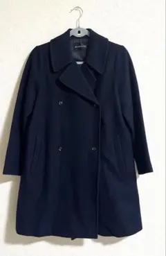 【美品】mizuiroindネイビー ダブルブレスト ウールコート