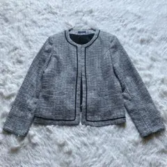 a.v.v◇ツイード ノーカラージャケット パイピング 卒業式 L グレー