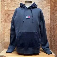 TOMMY JEANS トミージーンズ パーカー 黒 Lサイズ コーデュロイ切替