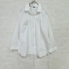 美品　J.PRESSレディース長袖シャツ フリル　カラー：白　サイズ11のサムネイル