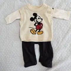 サイズ70　ミッキーマウス ニットベスト&ロンパース プティマイン