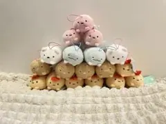すみっコぐらし　うつぶせゴムひも付き　マスコット　ぬいぐるみ　19コ