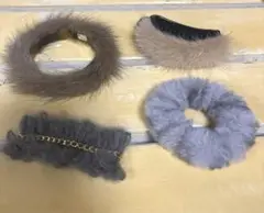 ファーの小物セット　バングル　ヘアアクセ