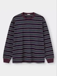 【GU】【美品】マルチボーダービッグロングTシャツ
