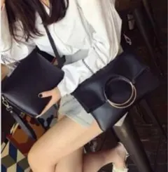 レディース 3wayバッグショルダー、クラッチ、ハンドバッグ　ブラック