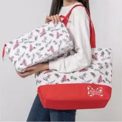 ディズニー ミニー トートバッグ 大容量 ボストンバッグ セット ポーチ付き 赤