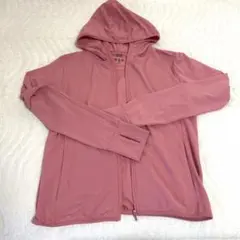 ユニクロ　エアリズム　ピンク フルジップ フード付きパーカー