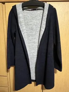 【Mサイズ】INGNI 配色ロングカーディガン グレー×ネイビー 羽織り