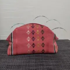 博多織半幅帯リメイク　キャラメルポーチ