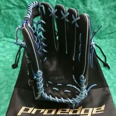 【美品】SSK 軟式外野手用 プロエッジ グラブ袋付 ブラック×Bブルー【限定】